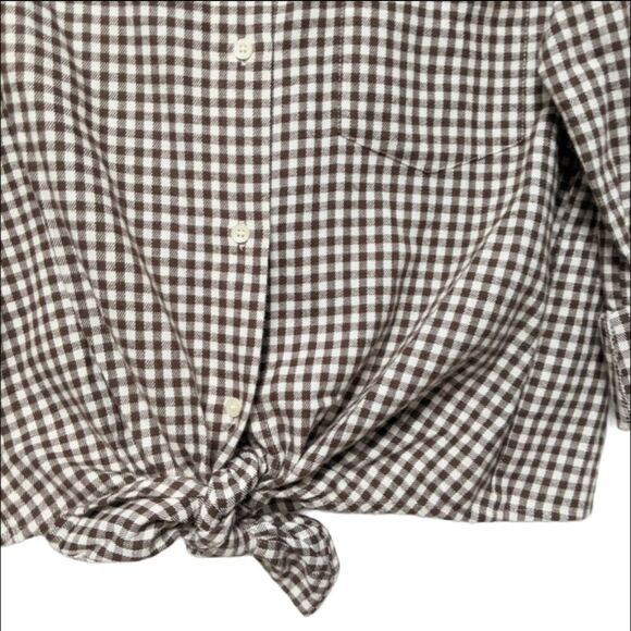 NWT MADEWELL Flannel Gingham Tie Front Shirt L - Picture 4 of 10